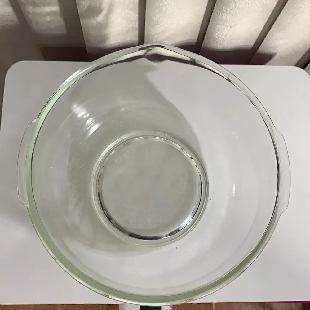 Bowl 1 Gallon Heavy Durable Vintage Clear Glass 2 Handle Pour Spout Mixing Bowl